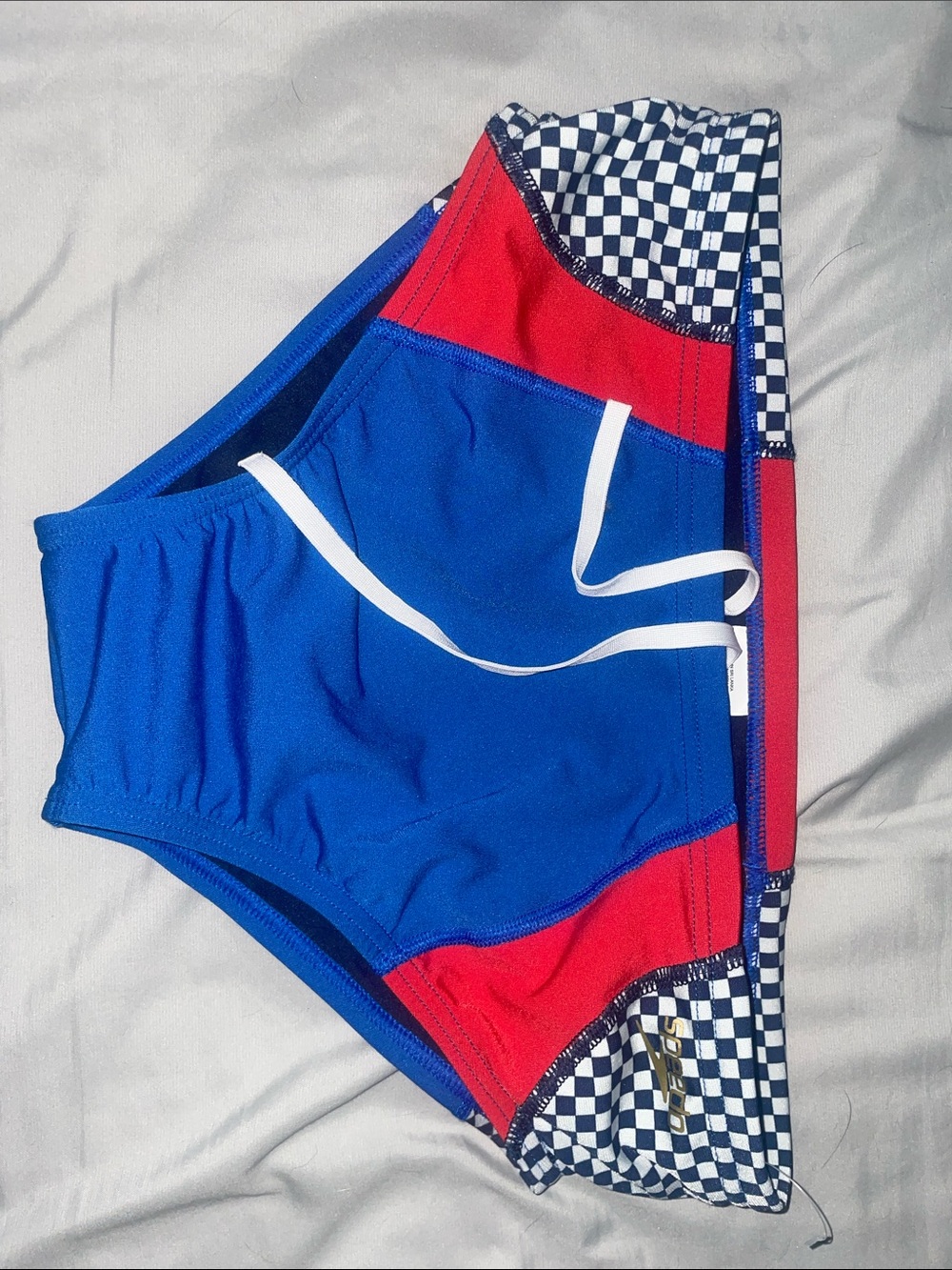 Speedo Blue Red Checkered Men's Swim Briefs
